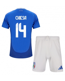 Italia Federico Chiesa #14 Maglia Gara Casa Repliche Europei 2024 Bambino